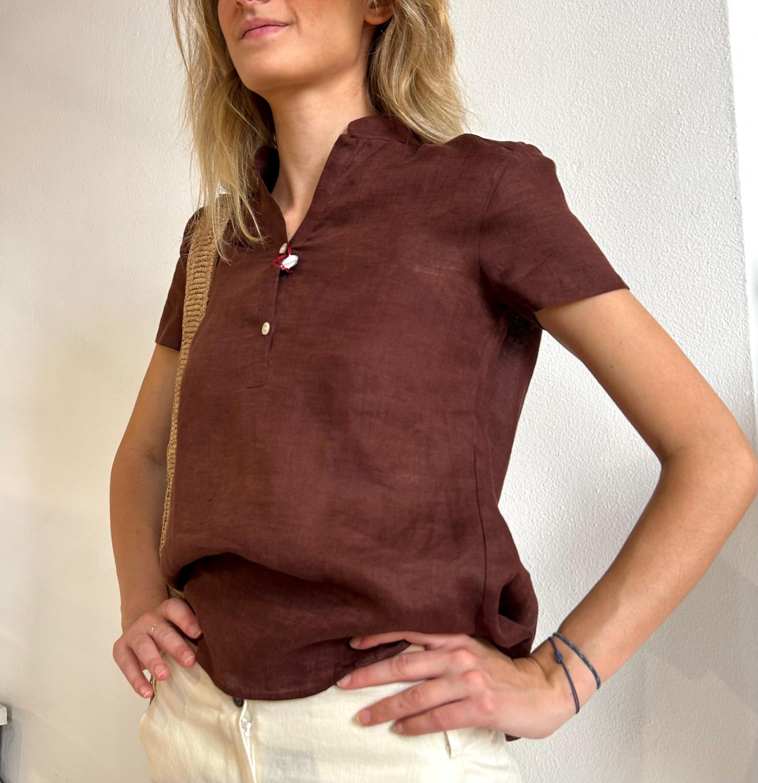 camicia donna manica corta lino Fedra Risi Milano