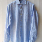 camicia uomo classica colletto francese lino azzurra Teresa Risi Milano