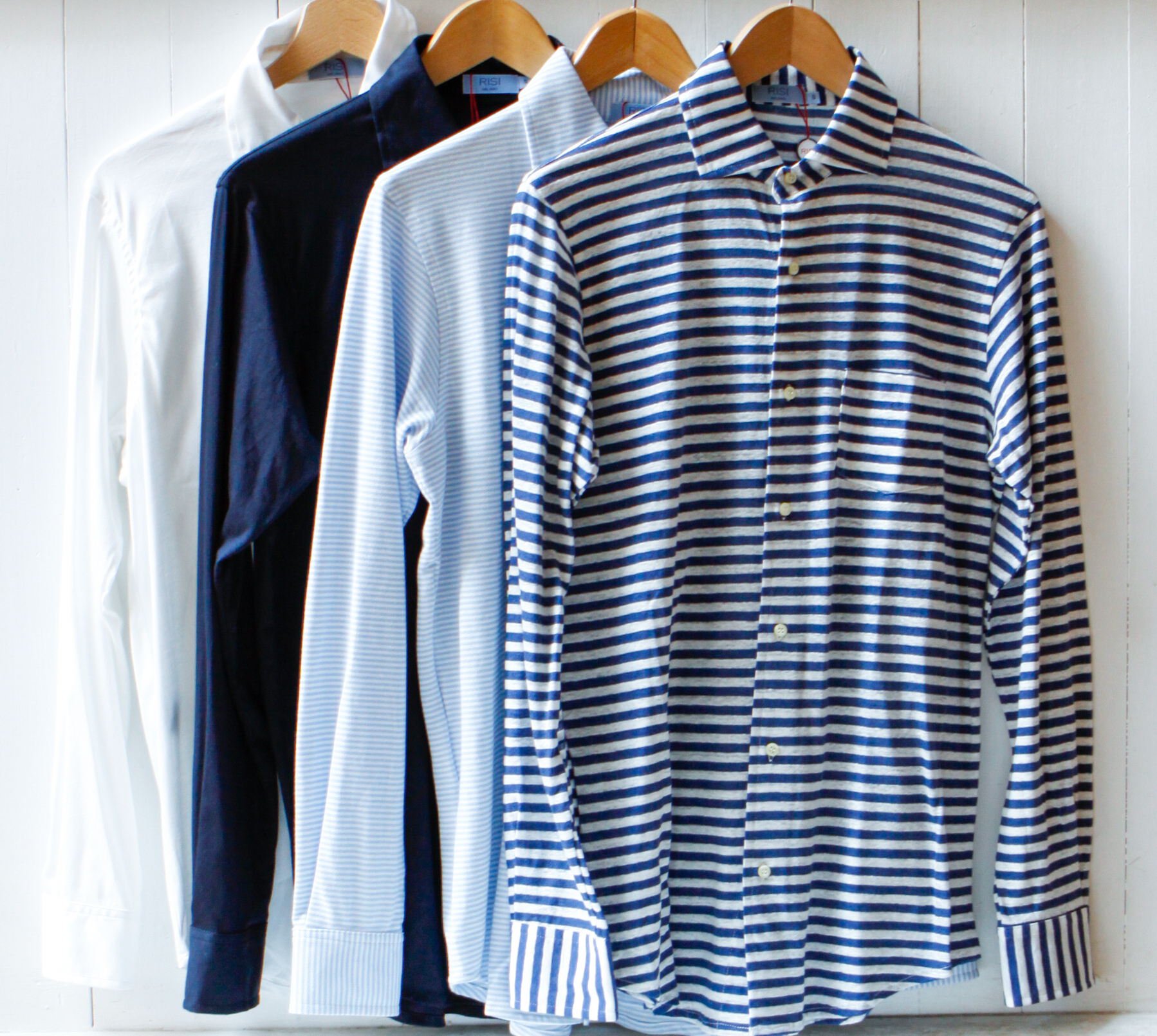 polo a manica lunga da uomo modello camicia in jersey e piquet Ines Risi Milano.