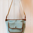 borsa a tracolla tela e cuoio color menta Monica Risi Milano