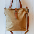 borsa in tela e cuoio a tracolla color cachi Olga Risi Milano