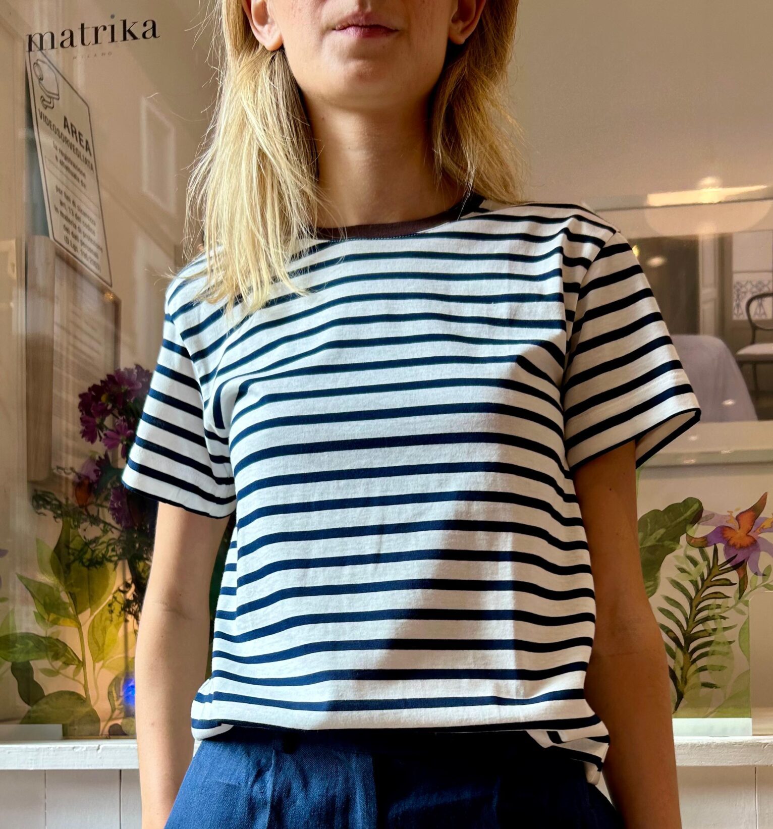 maglietta maniche corte in cotone a righe t-shirt Lavinia Risi Milano