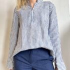 camicia da donna in lino a righe manica lunga Elisa Risi milano