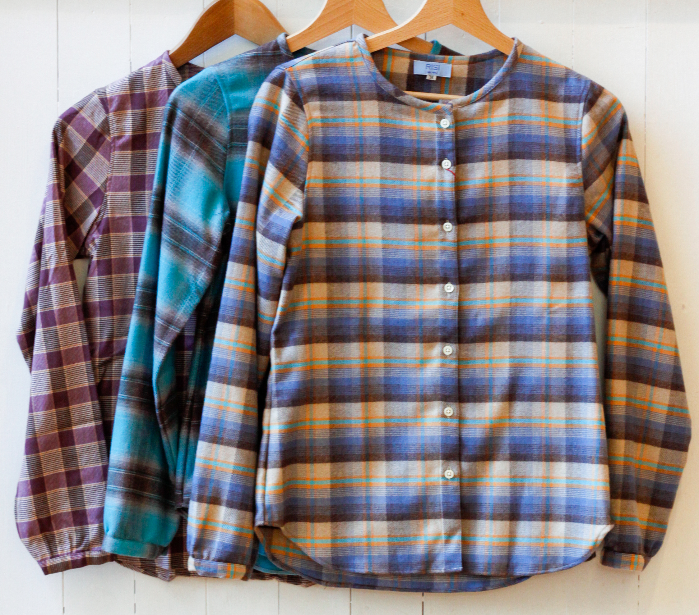 camicia da donna a girocollo varianti flanella Wanda Risi Milano