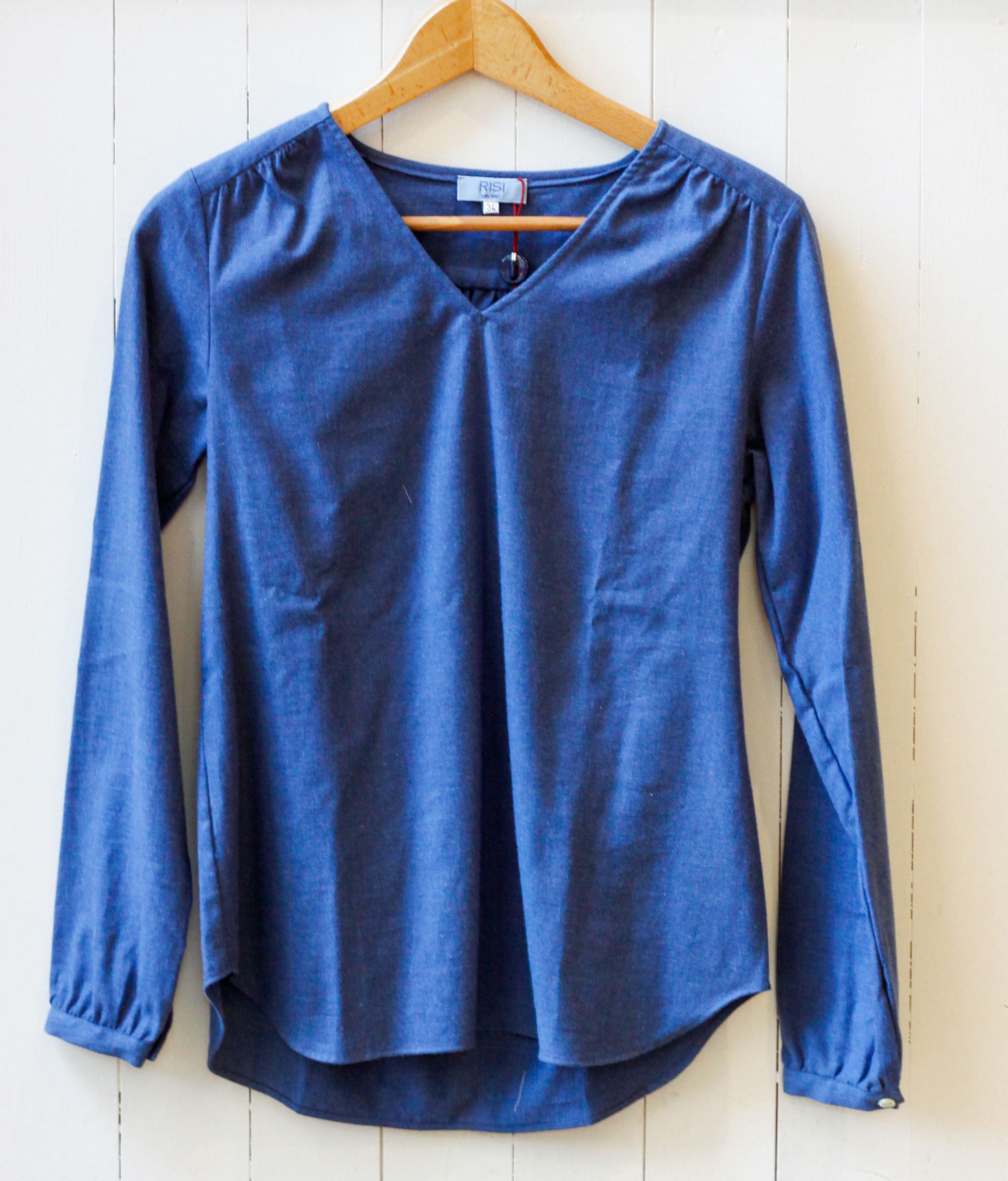 camicia donna manica lunga scollo a V in flanella Elettra Risi Milano