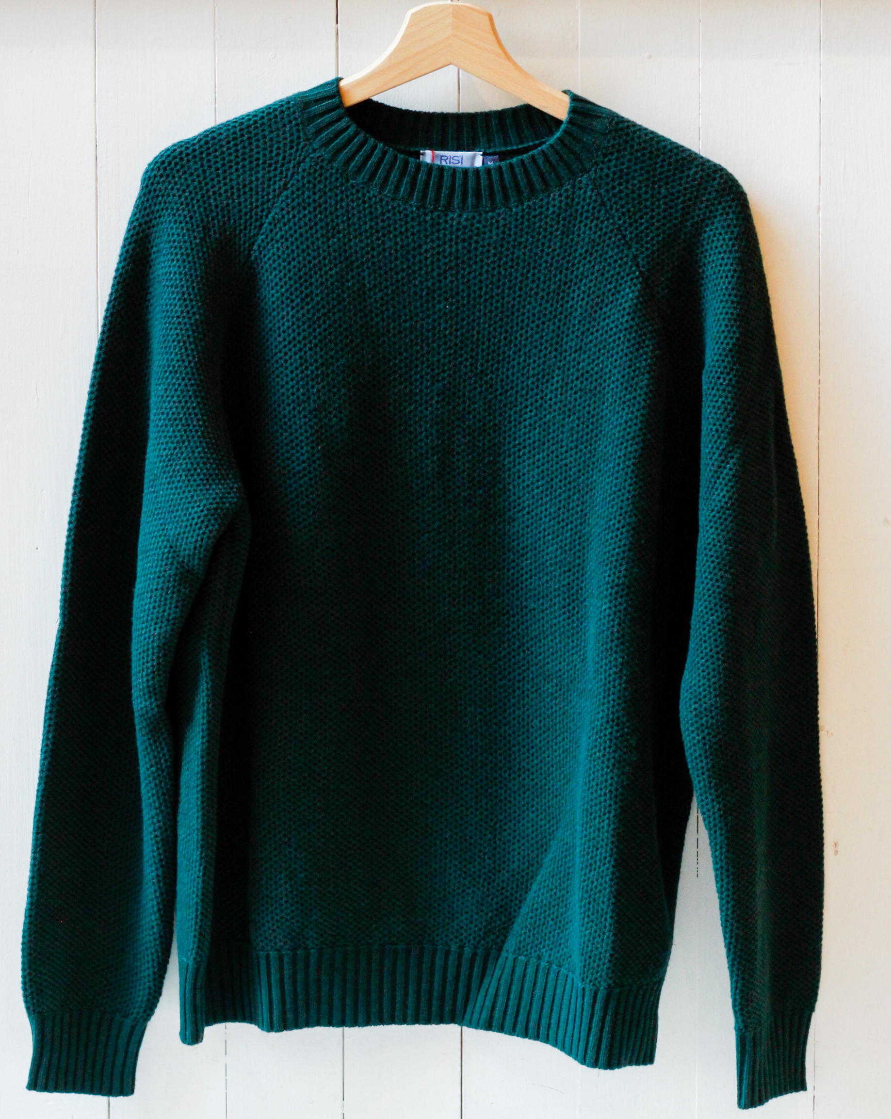 maglione girocollo da uomo pura lana lavorazione nido d'ape modello Eugenio Risi Milano