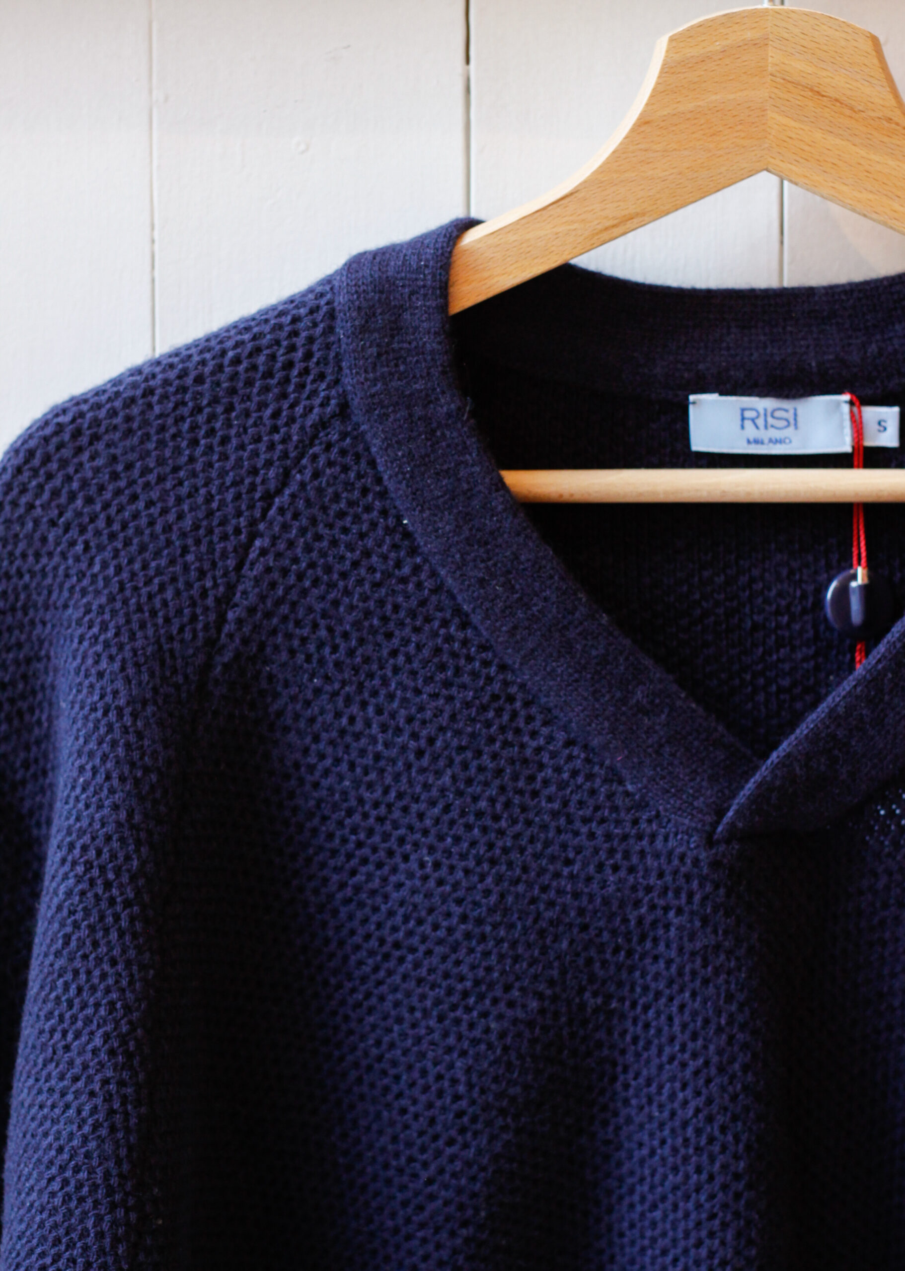 maglione scollo a V da uomo pura lana lavorazione nido d'ape modello Arturo Risi Milano