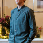 Camicia da uomo con collo alla coreana modello Marta RISI Milano