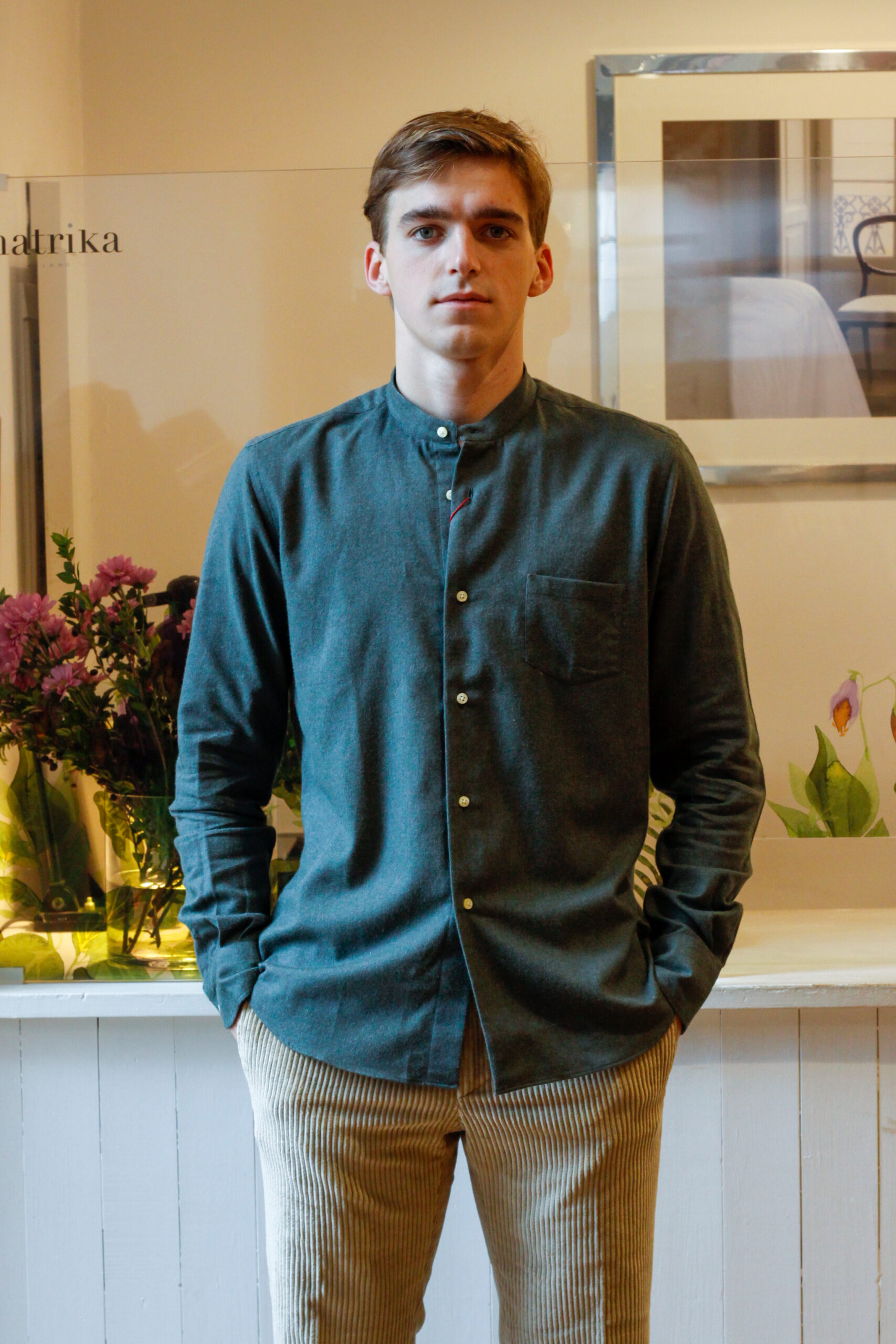 Camicia da uomo con collo alla coreana modello Marta RISI Milano