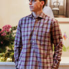 Camicia uomo collo francese abbottonatura a polo 5 bottoni modello Lucia RISI Milano