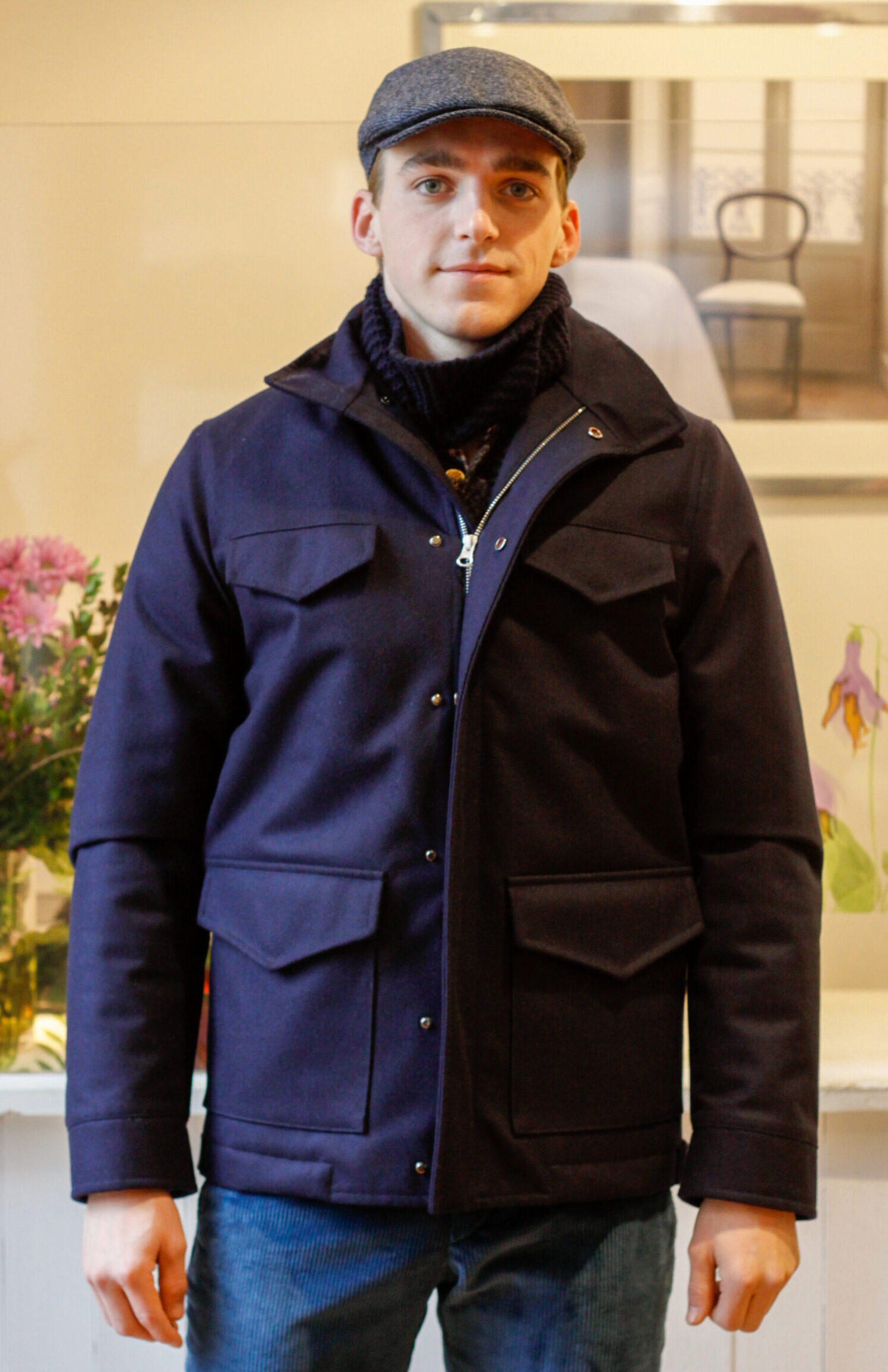 Giacca field jacket pesante invernale uomo lana modello Tullio e coppola in tweed di lana modello Micol RISI Milano