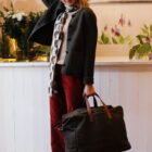 Borsone da viaggio in tela e cuoio con tracolla modello Lulù RISI Milano