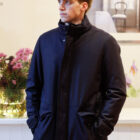 Giaccone da uomo lana tecnica Loro Piana blu RISI Milano