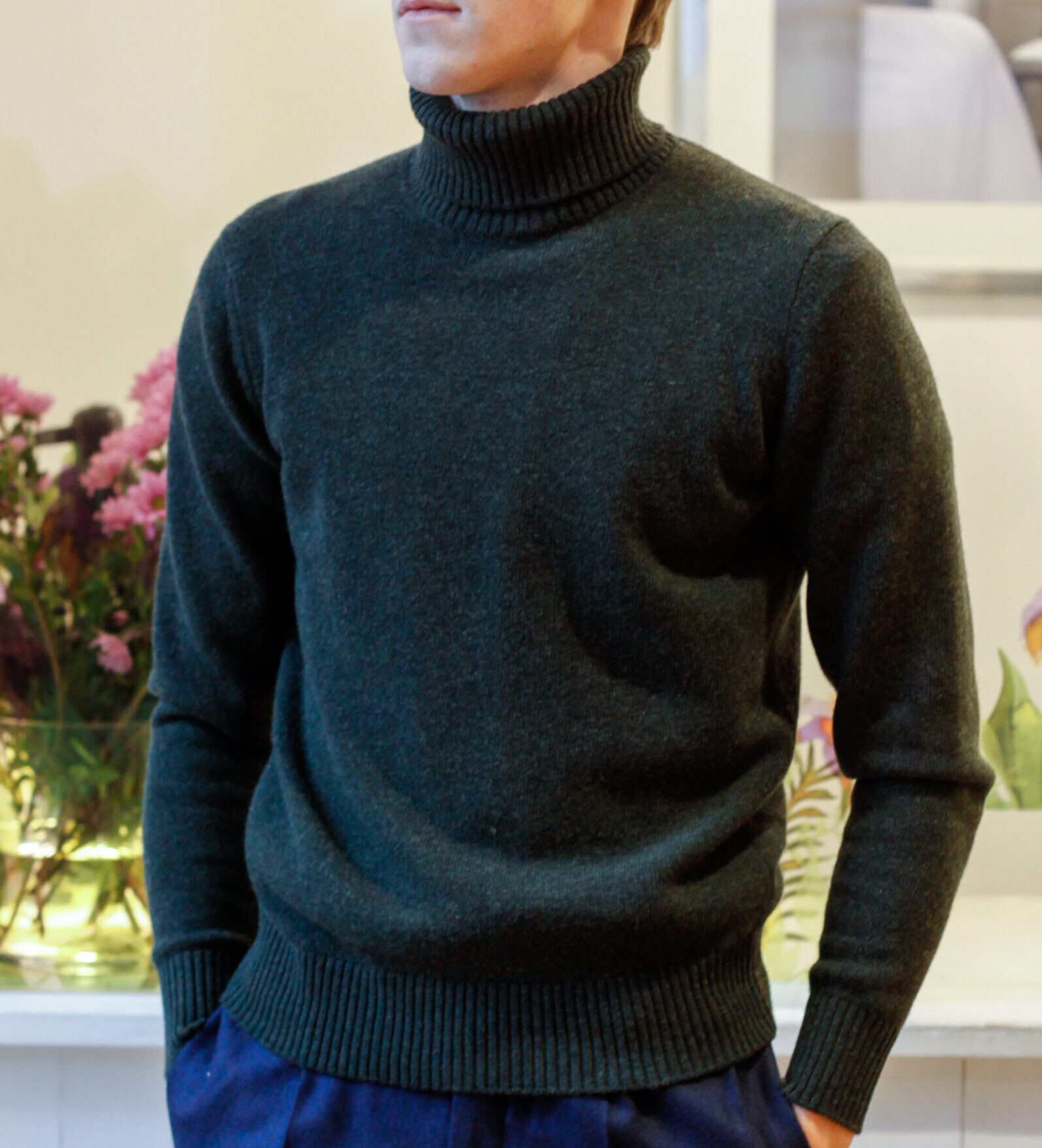 Maglione da uomo collo alto lana e cashmere pullover modello Sergio RISI Milano