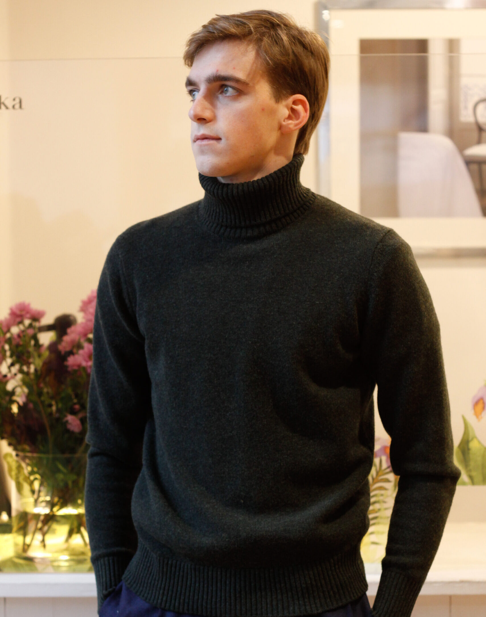 Maglione da uomo collo alto lana e cashmere pullover modello Sergio RISI Milano