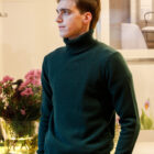 Maglione da uomo collo alto lana e cashmere pullover modello Sergio RISI Milano