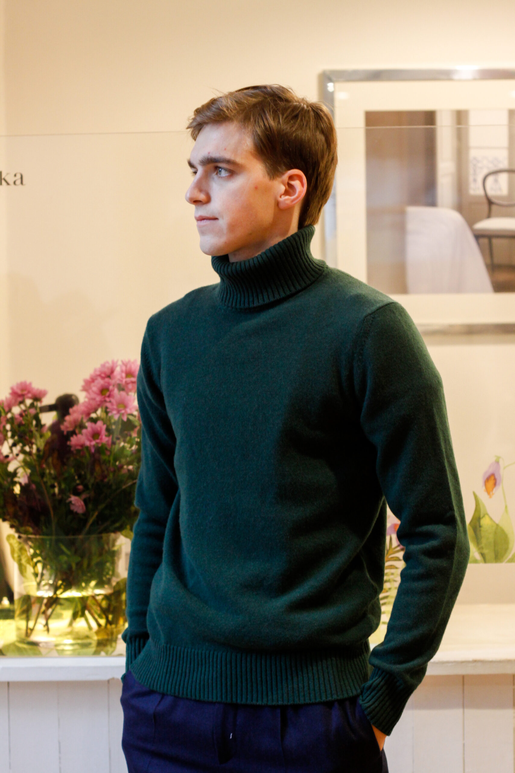 Maglione da uomo collo alto lana e cashmere pullover modello Sergio RISI Milano