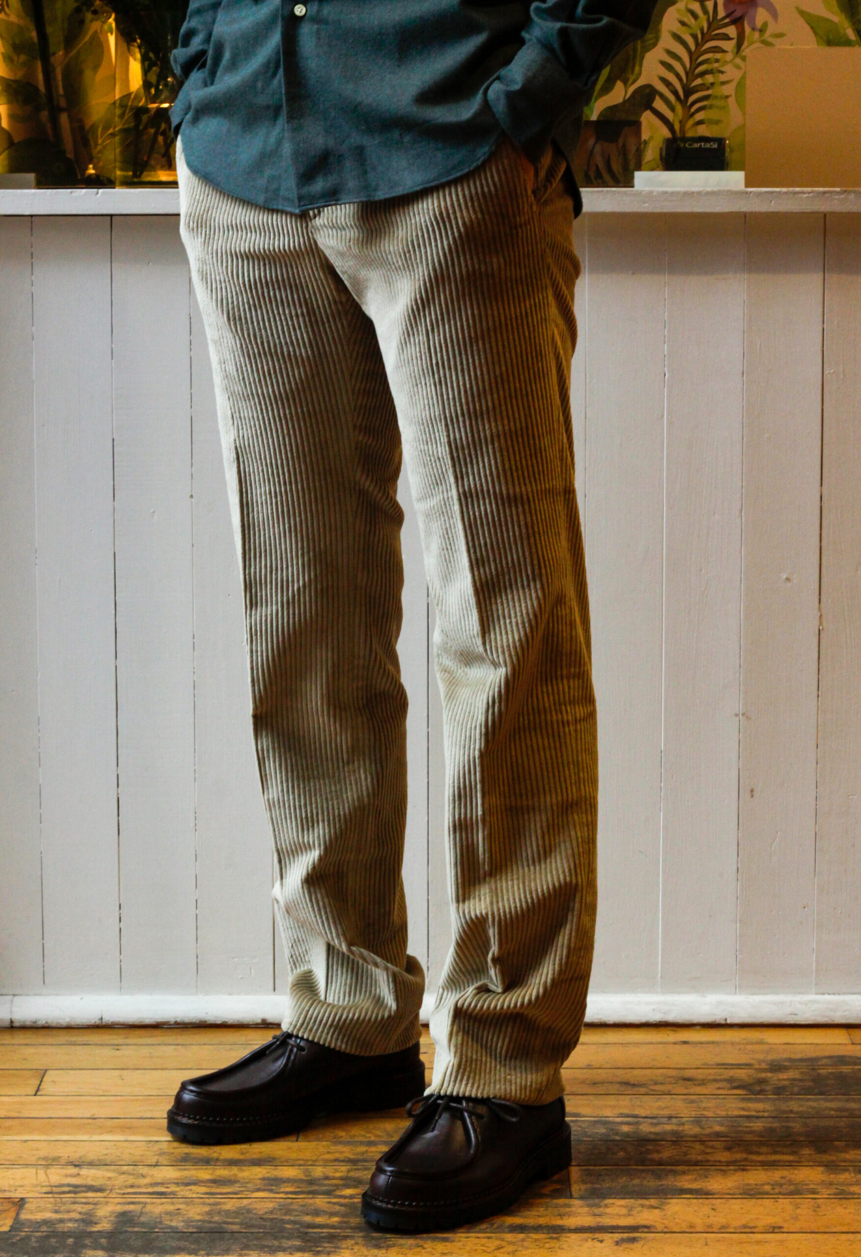 Pantaloni da uomo senza pinces invernali taglio dritto modello Carlo RISI Milano