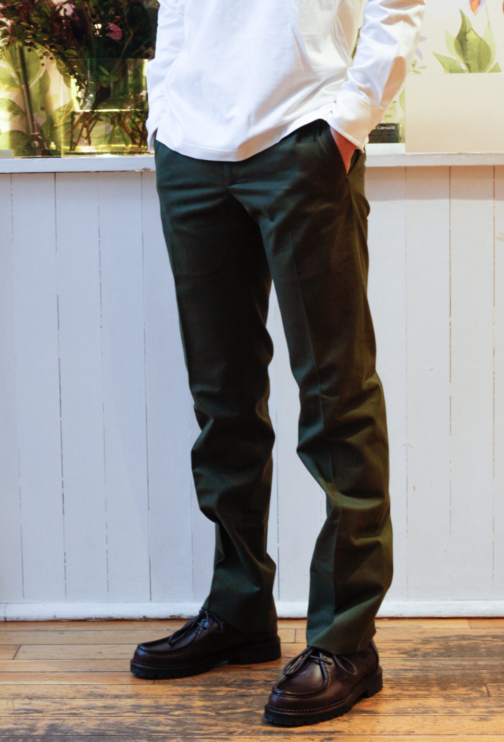 Pantaloni da uomo senza pinces invernali taglio dritto modello Carlo RISI Milano