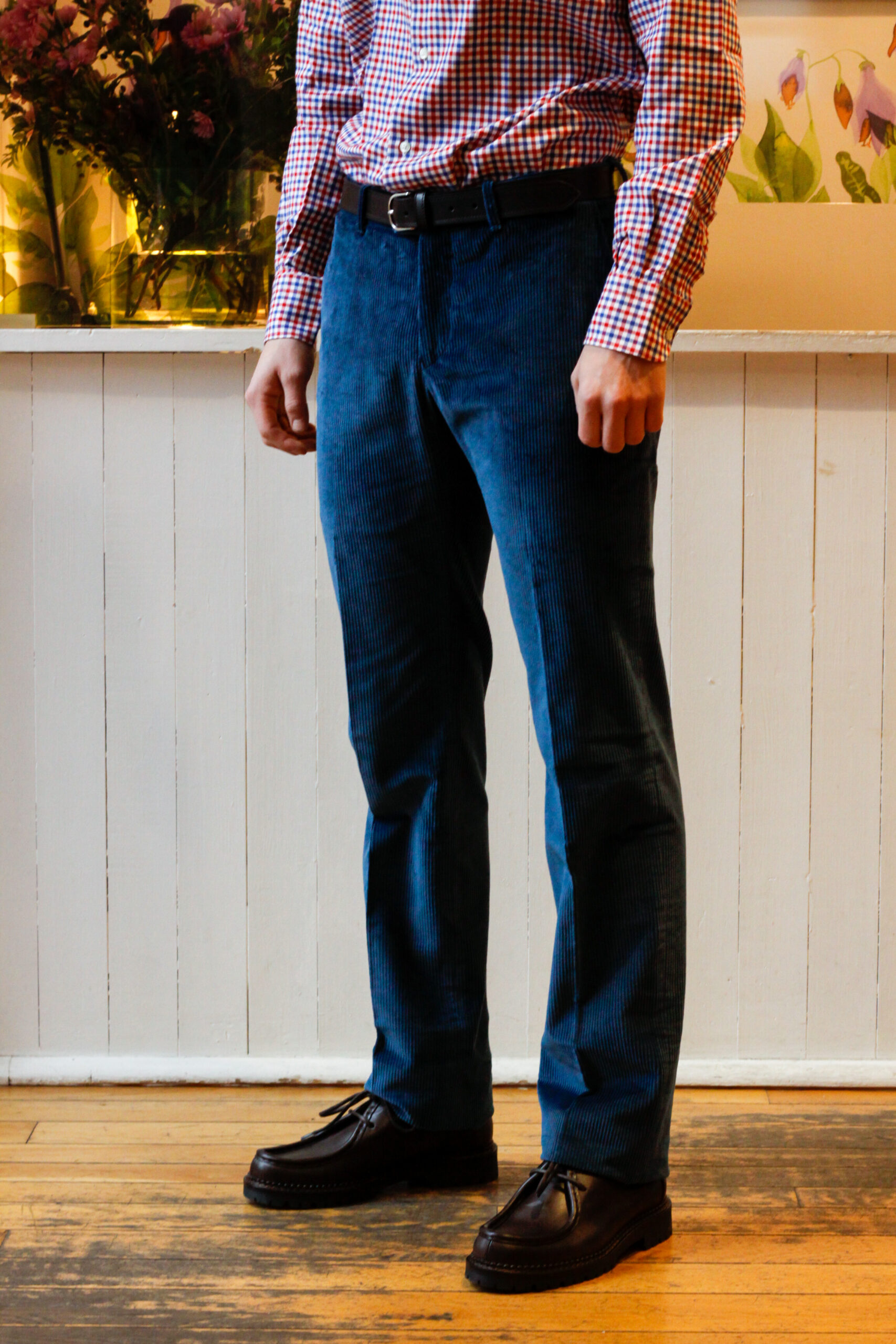 Pantaloni da uomo senza pinces invernali taglio dritto modello Carlo RISI Milano