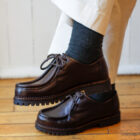 Scarpe stringate in pelle con carrarmato da donna testa di moro modello Nicole