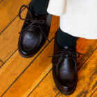 Scarpe stringate in pelle con carrarmato da donna testa di moro modello Nicole