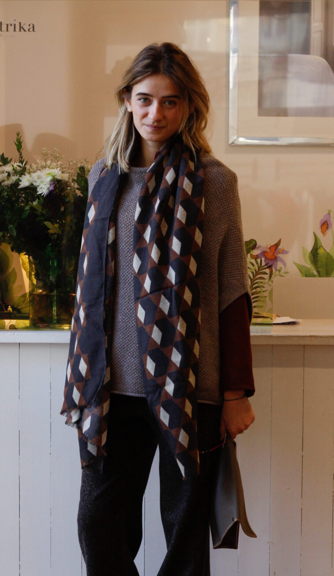 sciarpa in lana fantasia modello Lisetta RISI Milano