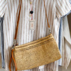 borsetta di vimini a mano e tracolla modello pochette Lidia negozio RISI Milano