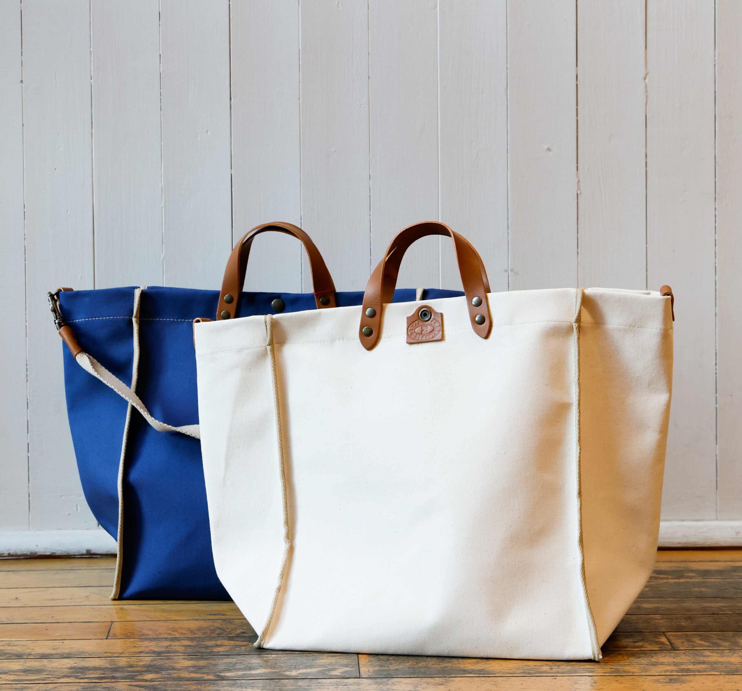 Borsa in cotone e cuoio a mano e a tracolla Deanna