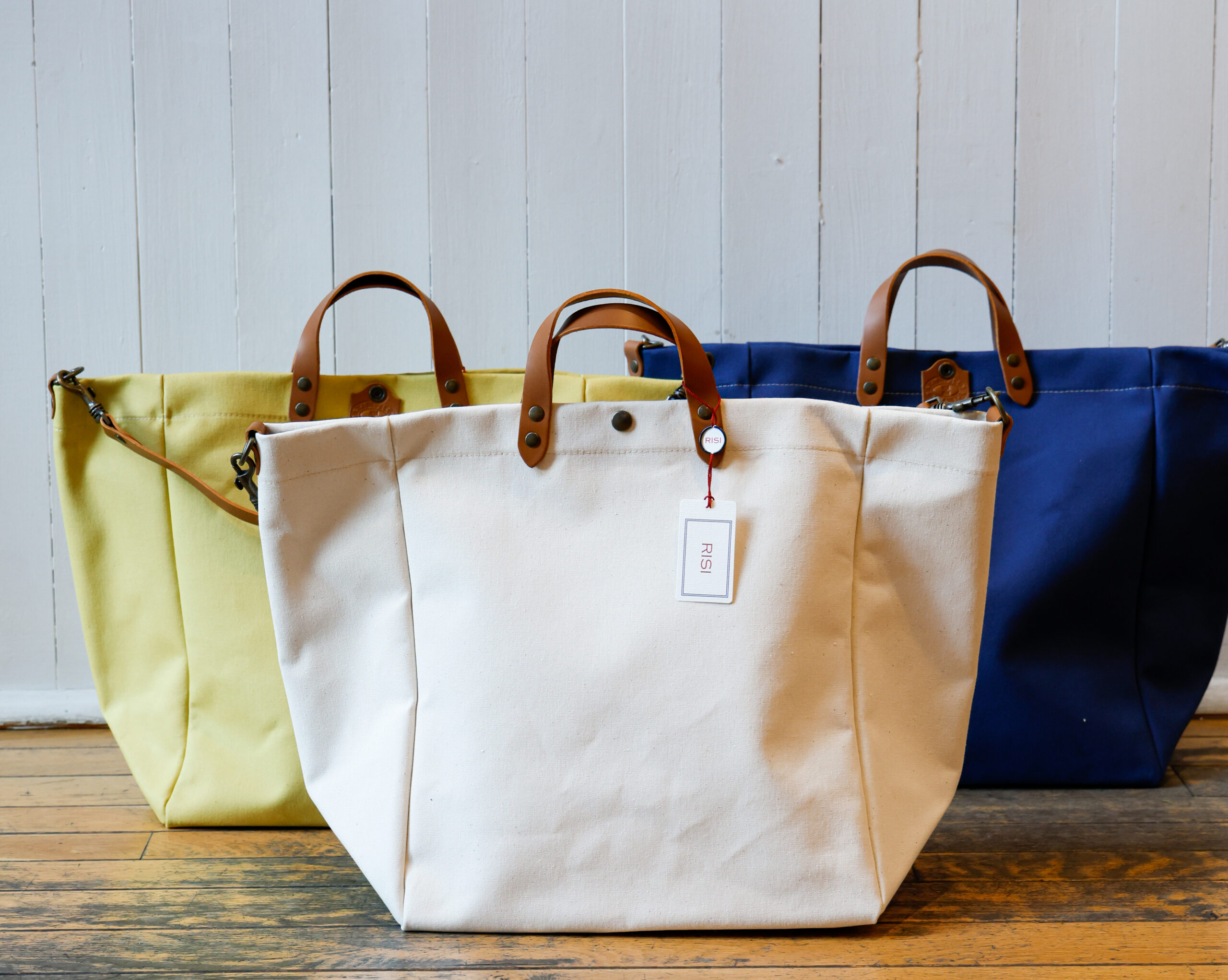 Borsa in cotone e cuoio a mano e a tracolla Deanna