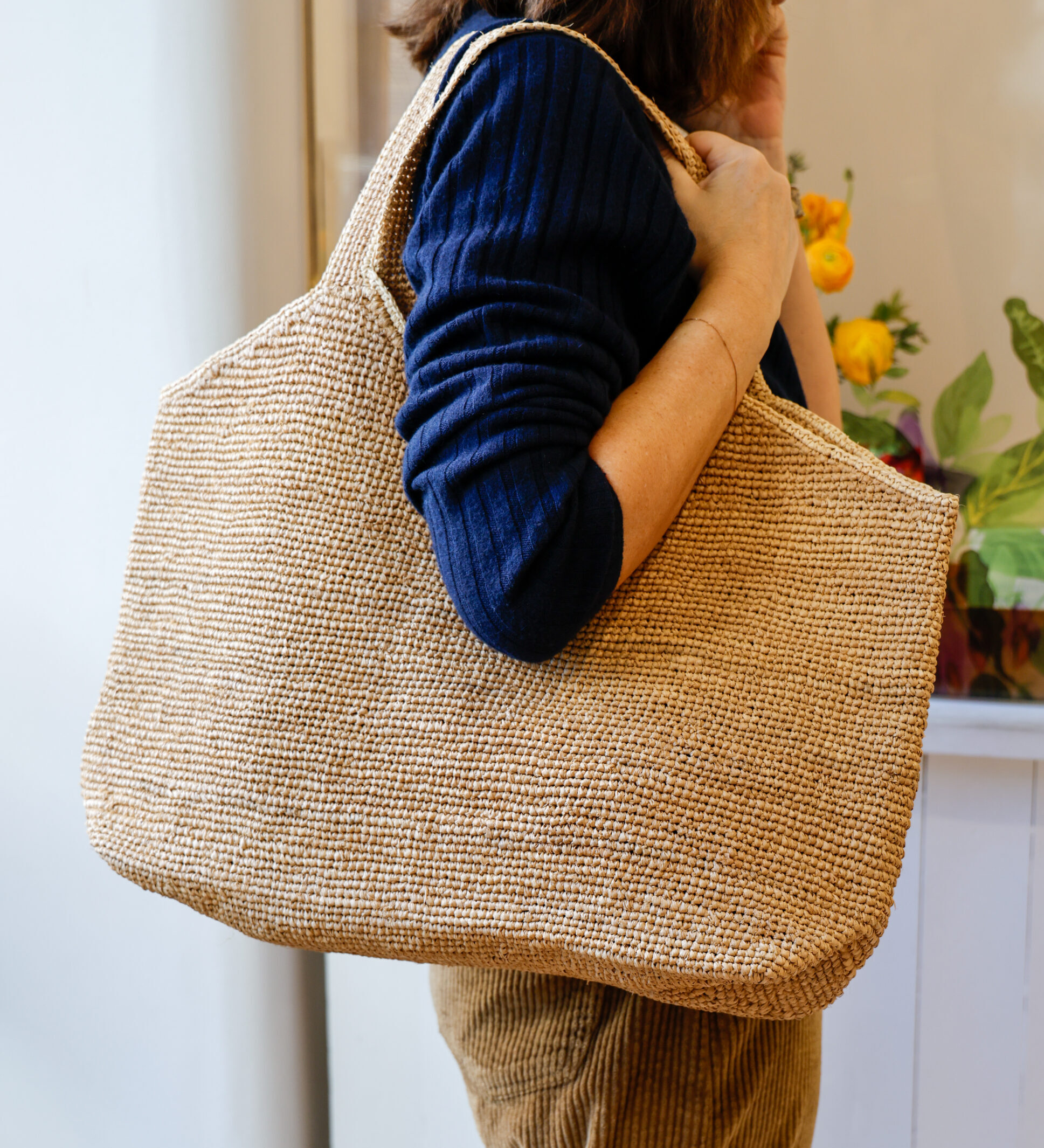 borsa in vimini grande mare modello Noemi negozio RISI Milano