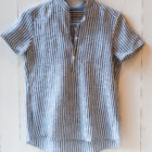 camicia da donna a manica corta con scollo a V in lino modello Fedra RISI Milano