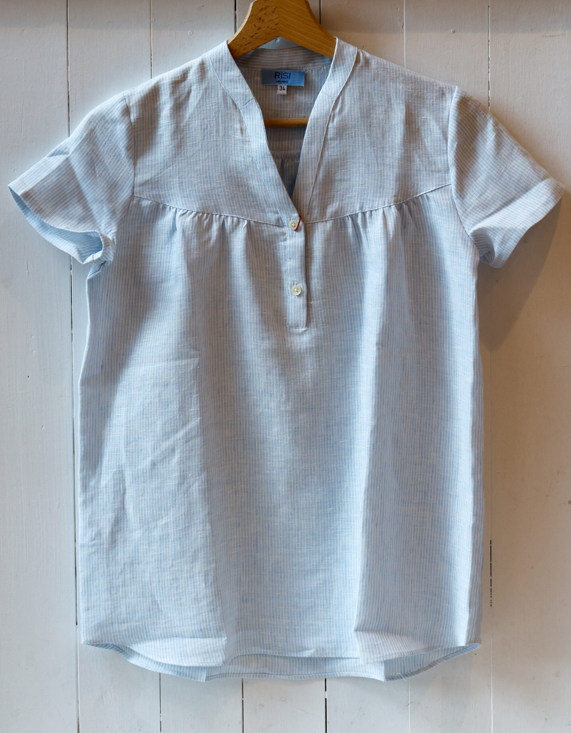camicia donna in lino con pinces modello Maddalena RISI Milano