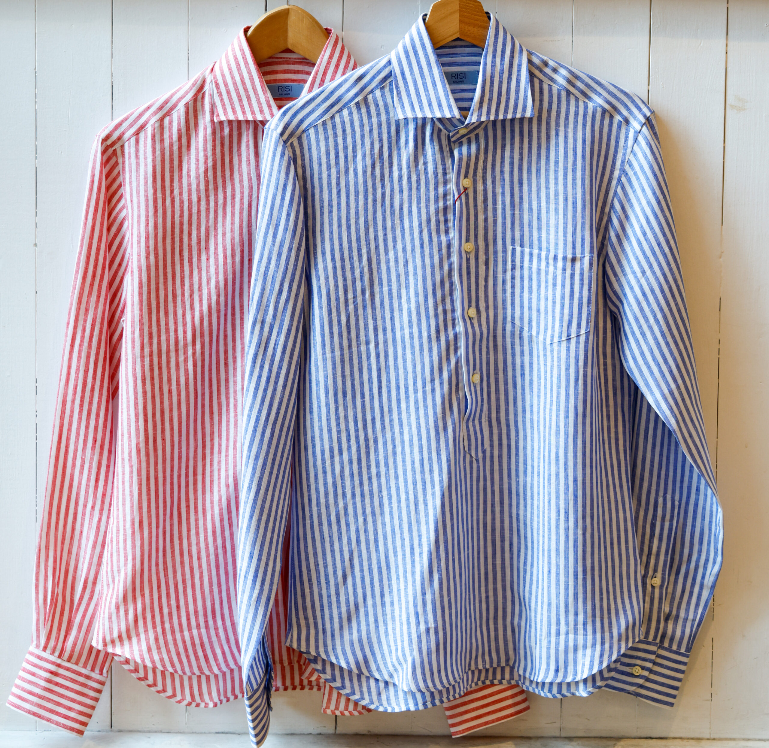 Camicia uomo collo francese abbottonatura a polo 5 bottoni modello Lucia RISI Milano