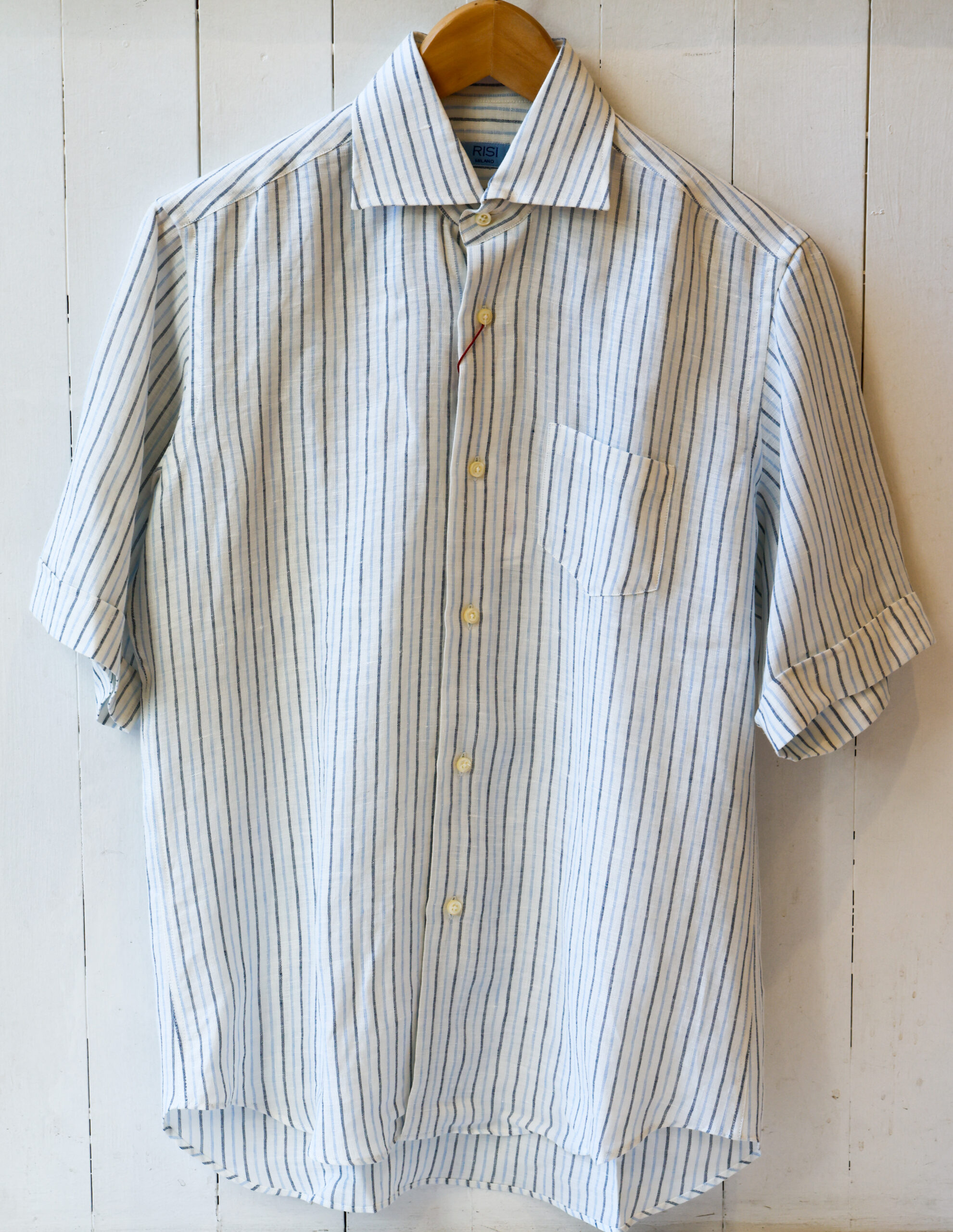 camicia da uomo a maniche corte in lino modello Clara RISI Milano