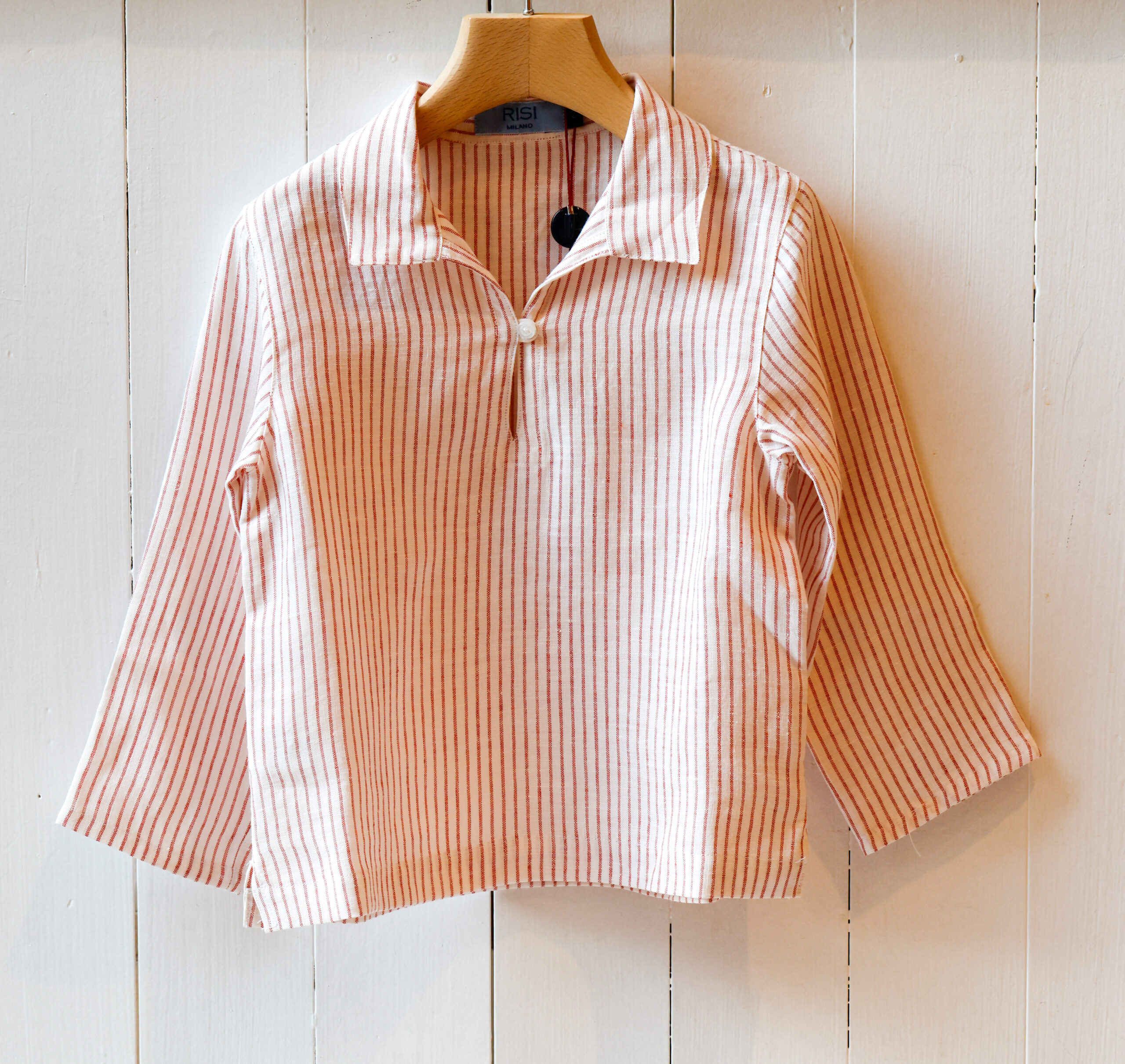 camicia bambini scollo a V in lino modello Orsola RISI Milano