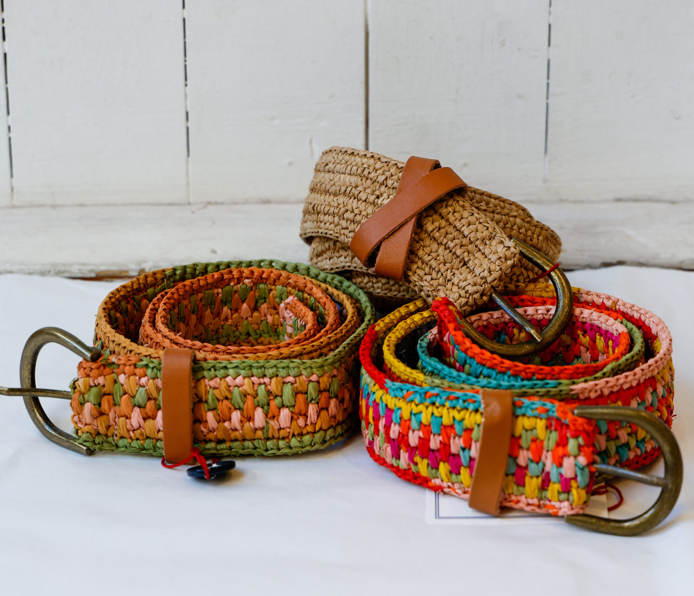 cintura in rafia lavorazione a crochet vimini modello Clelia RISI Milano