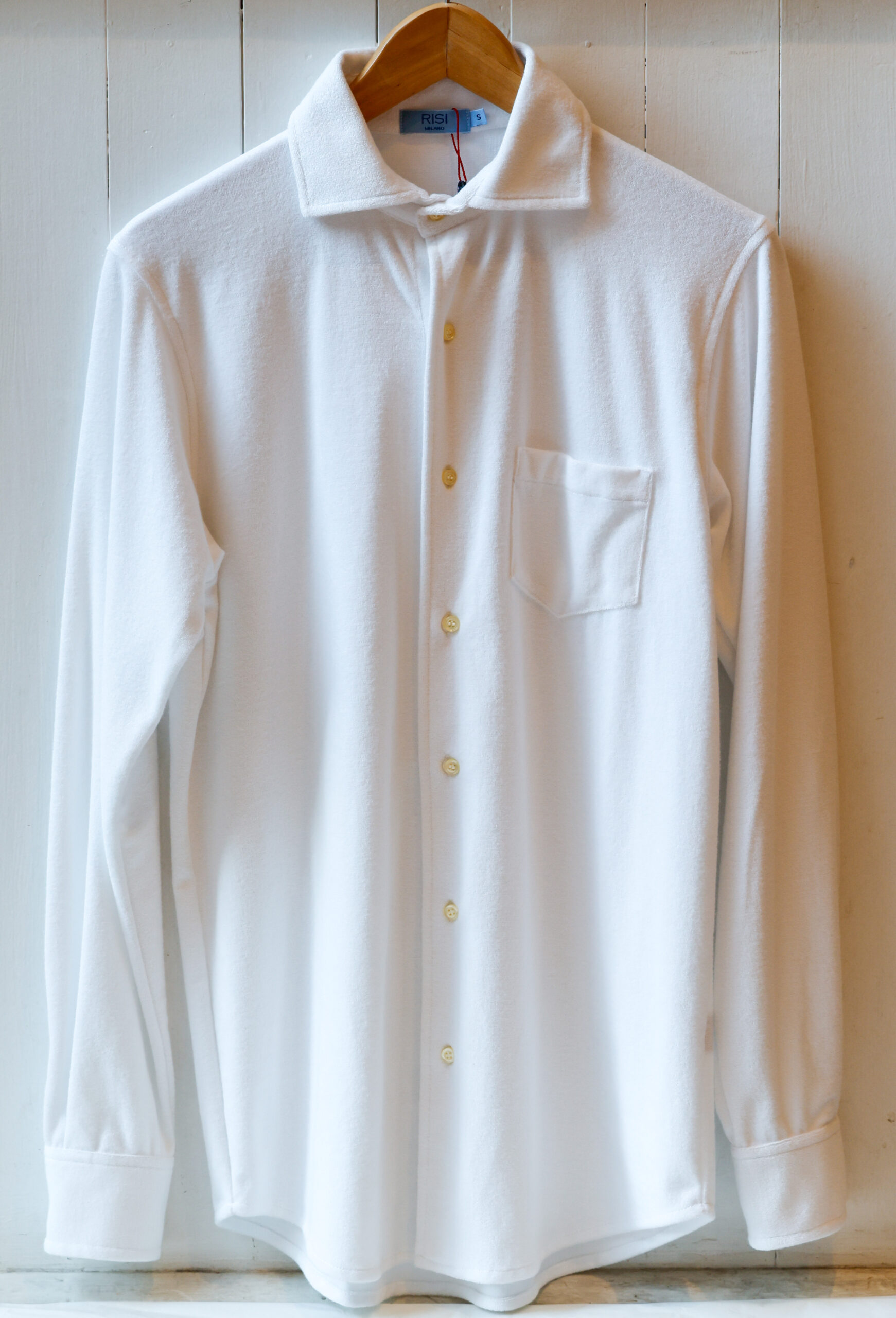 polo a manica lunga da uomo modello camicia in jersey e piquet modello Ines RISI Milano.