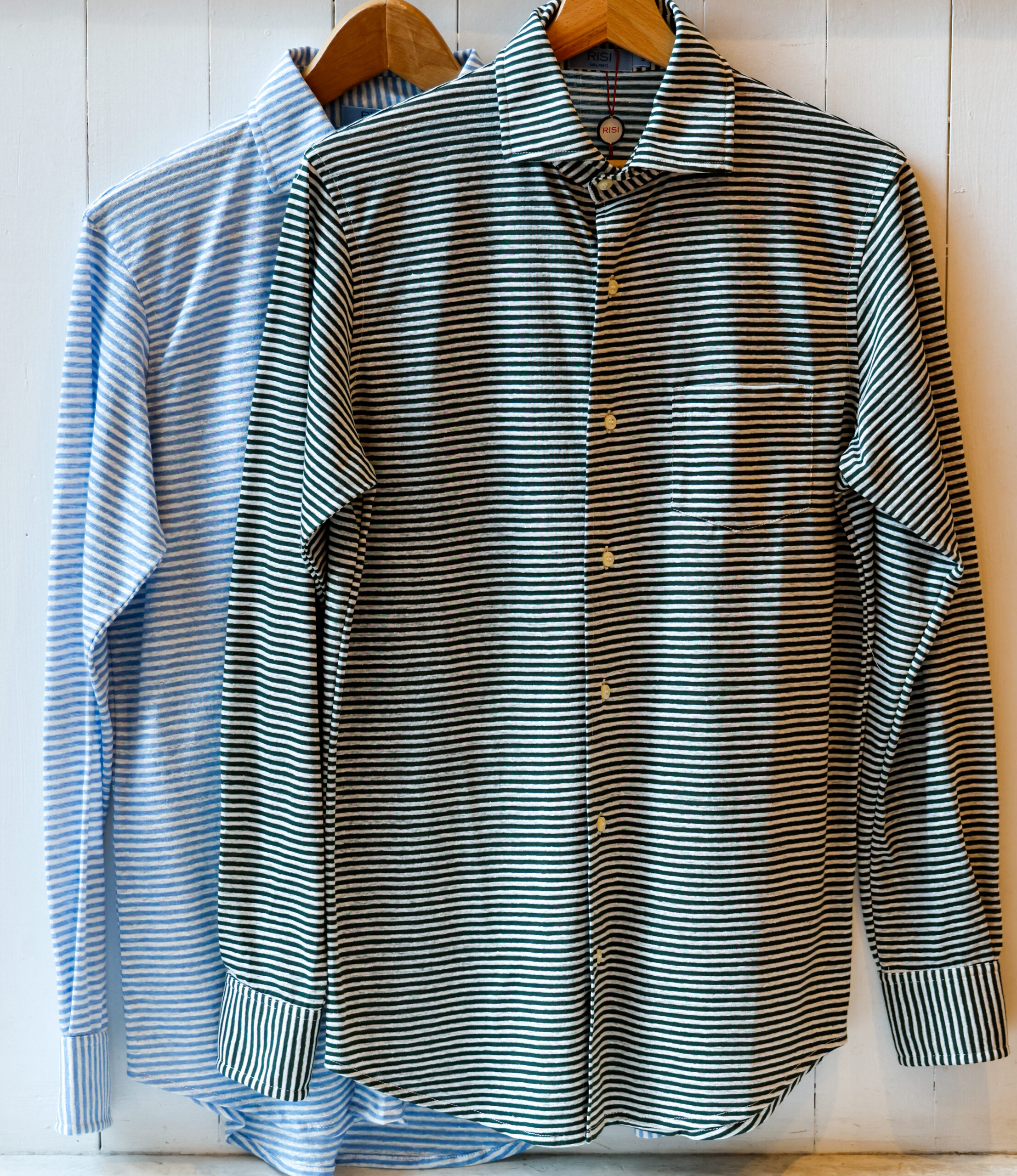 polo a manica lunga da uomo modello camicia in jersey e piquet modello Ines RISI Milano.