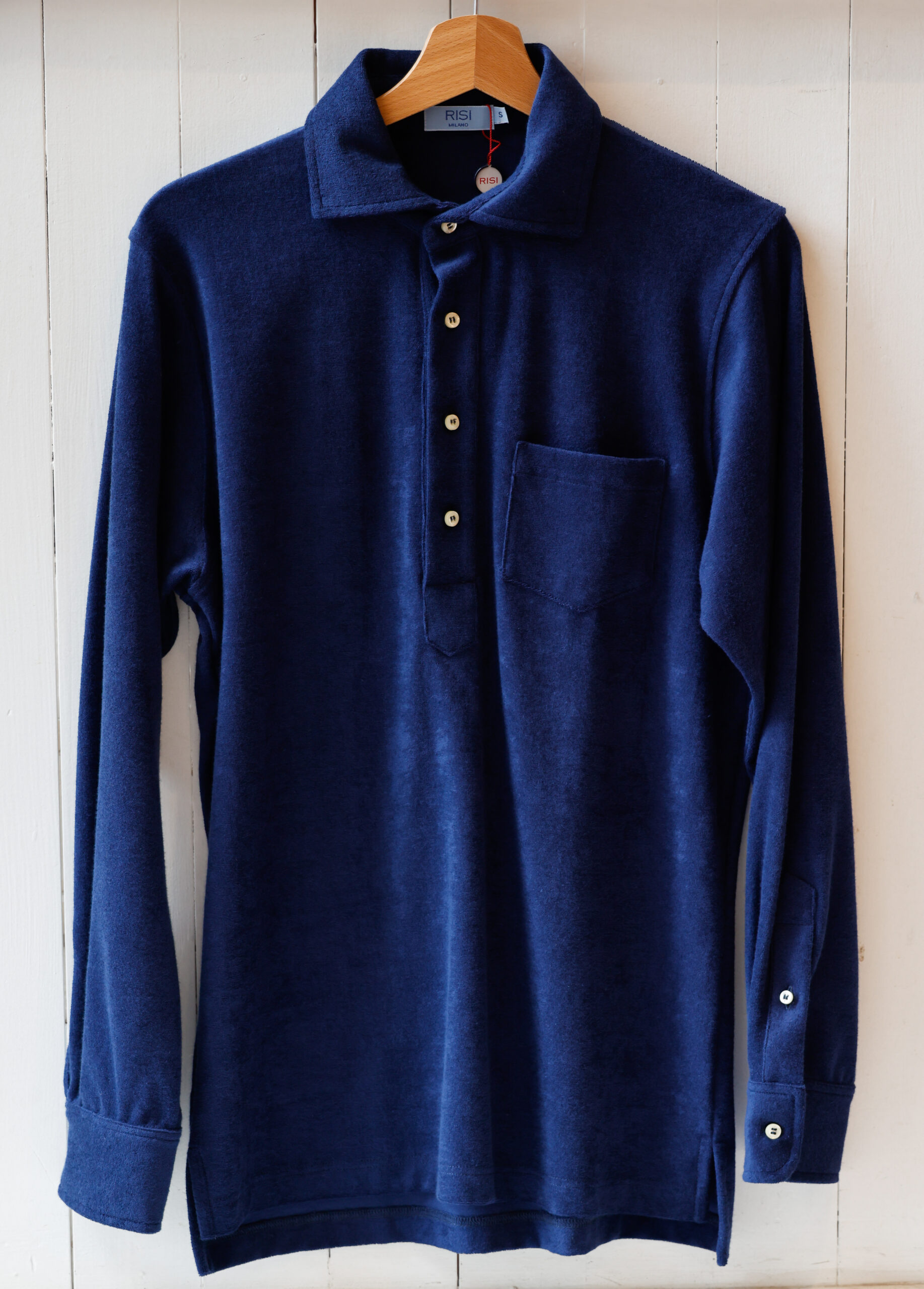 polo da uomo a manica lunga 4 bottoni in piquet e jersey modello Agata negozio RISI Milano
