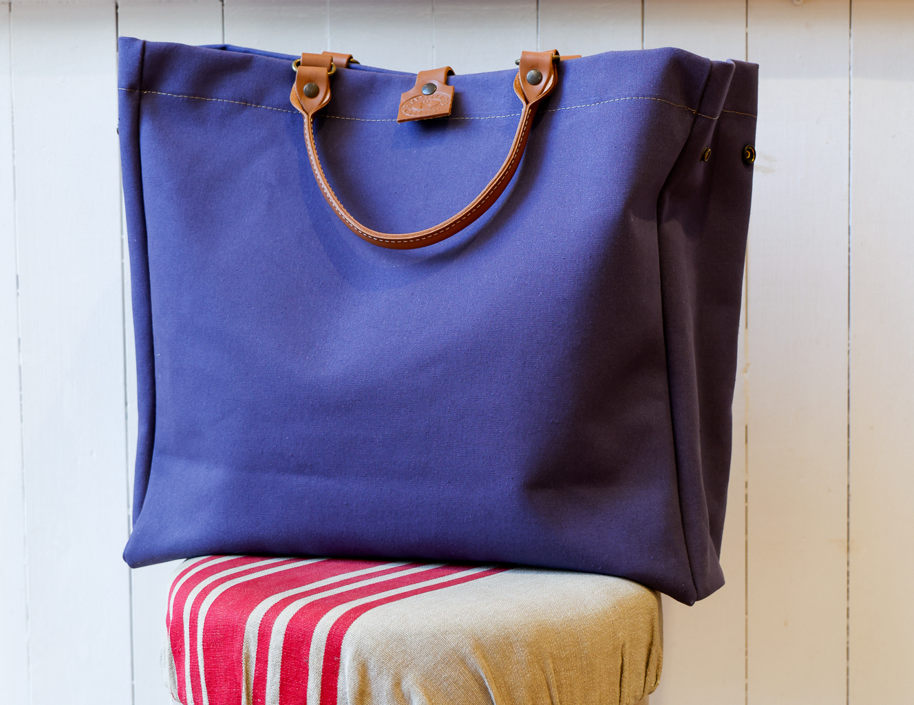 Borsa a cartella in cotone con dettagli in cuoio modello Oliver RISI Milano