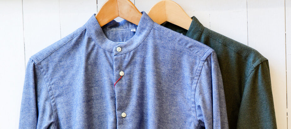 camicia uomo con collo alla coreana senza taschina modello Marzia RISI Milano